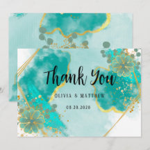 Agate Aquamarin & Gold Floral Wedding Vielen Dank 