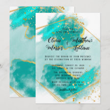Agate Aquamarin und Gold Geometric Glitzer Wedding
