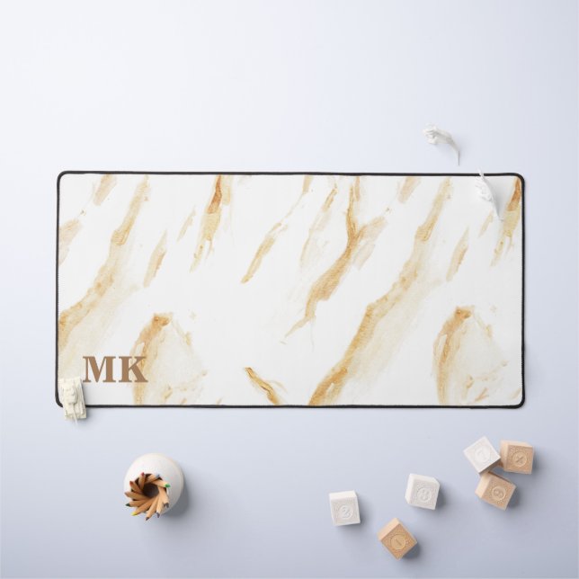 Agate Beige & Marbre blanc Nom personnalisé Lettre (Tableau pour enfants)