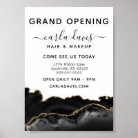 Agate Black and Gold Marmor Salon Grand Opening