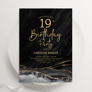 Agate Black Gold 19. Geburtstag Einladung