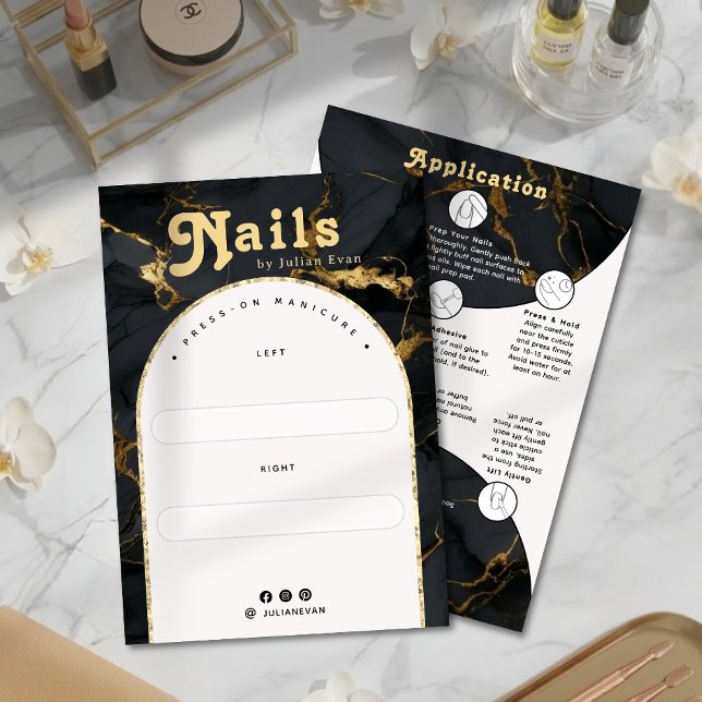 Agate Black Gold Marble Arch Manicure Display Card Dankeskarte (Agate Black Gold Marble Arch Manicure Display Card)