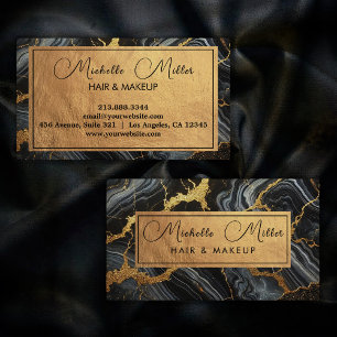 Agate Black Gold Marmor Makeup Artist Beauty Salon Visitenkarte