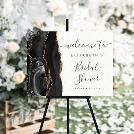 Agate Black Gold Script Brautparty Willkommen
