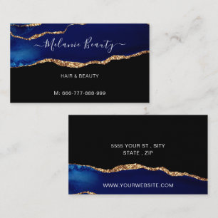 Agate Blue Gold Glitzer Business Card Schönheit Visitenkarte