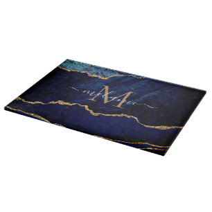 Agate Blue Gold Marmor Cutting Board Individuelle Schneidebrett