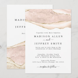 Agate Blush & Gold Glitzer Einladung zur Hochzeit