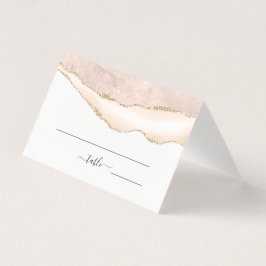 Agate Blush & Gold Glitzer Wedding Platzkarte
