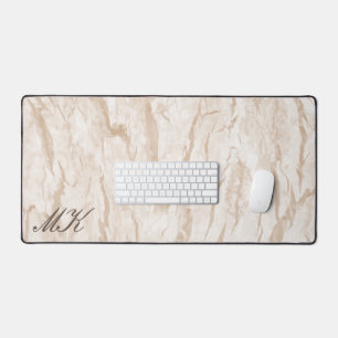Agate Brown Cream Marble Individuelle Name Letter Schreibtischunterlage