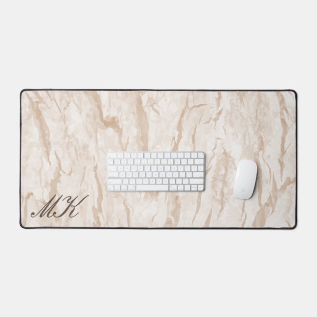 Agate Brown Cream Marble Individuelle Name Letter Schreibtischunterlage (Tastatur & Maus)