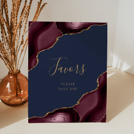 Agate Burgundy Gold Navy Blue Gastgeschenke Hochze Sockelschild