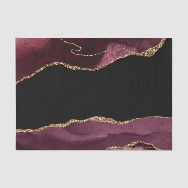 Agate Burgundy Wedding Muster Seidenpapier (Vorderseite)
