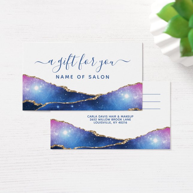 Agate Galaxy Celestial Stars Salon Geschenkkarte (Schreibtisch)
