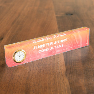 Agate Gemstone Abstrakt rosa Kristallmuster Namensplakette