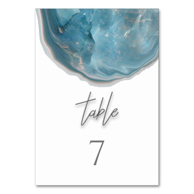 Agate geode blue Rose Tischnummer (Vorderseite)