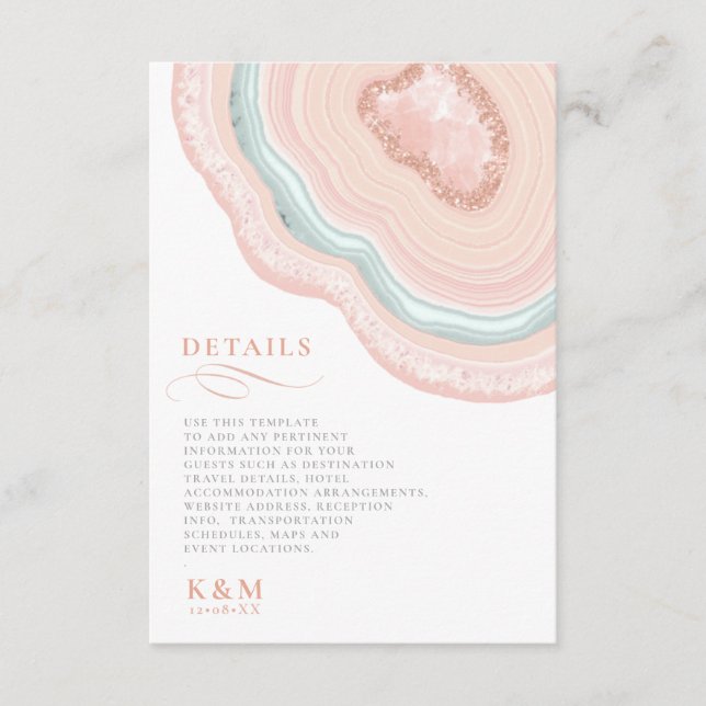 Agate Geode Glitzer Details Rose Gold ID647 Begleitkarte (Vorderseite)