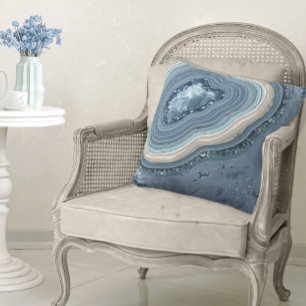 Agate Geode Glitzer Dusty Blue ID647 Kissen