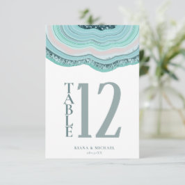 Agate Geode Glitzer Tischnummer Aquamarin ID647