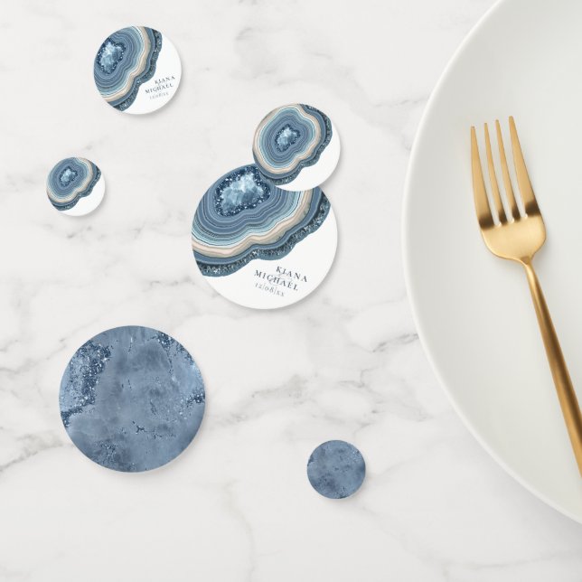 Agate Geode Glitzer Wedding Dusty Blue ID647 Konfetti (Gruppe)