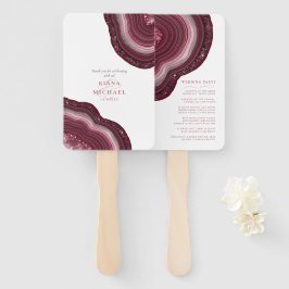 Agate Geode Glitzer Wedding Party Burgundy ID647 Fächer