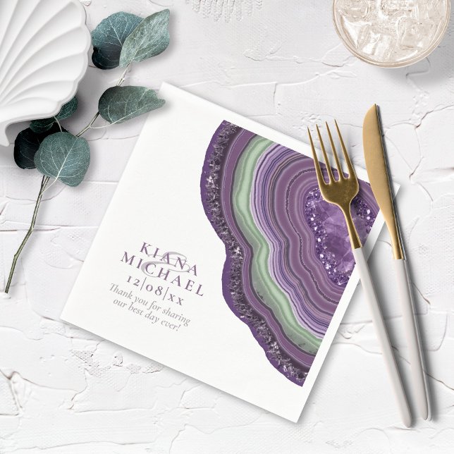 Agate Geode Glitzer Wedding Violet ID647 Serviette (Von Creator hochgeladen)
