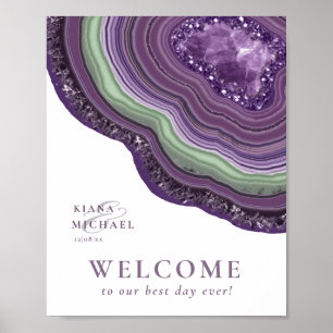 Agate Geode Glitzer Wedding Welcome Violet ID647 Poster
