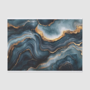 Agate Geode Gold Navy Blue Marmor Decoupage Seidenpapier