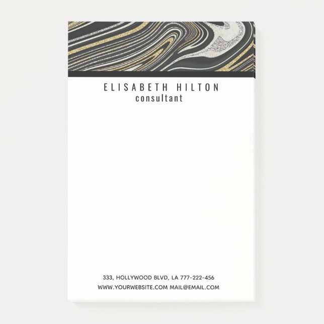 Agate geode gold Schwarz Post-it Klebezettel (Vorderseite)