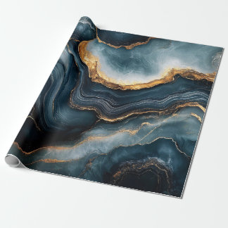 Agate Geode Gold und Navy Blue Marmor Geschenkpapier