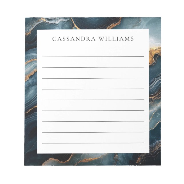 Agate Geode mit Gold und Navy Blue Marmor Lined Notizblock (Vorderseite)