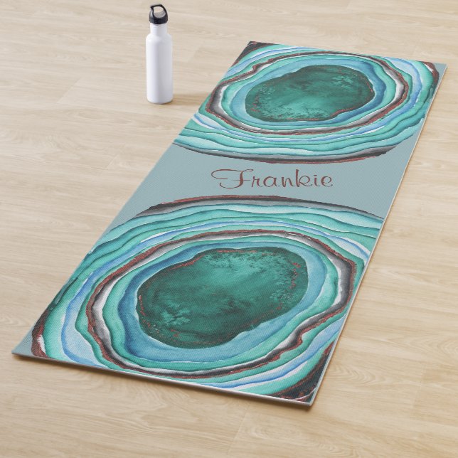 Agate Geode Muster in Blue & Aqua - Personalisiert Yogamatte (Beispiel)