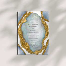 Agate Geode Pearl Golden Wedding Einladung