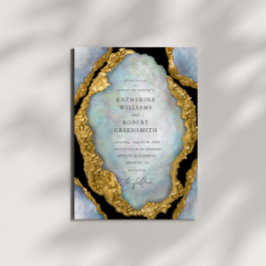 Agate Geode Pearl Golden Wedding Einladung