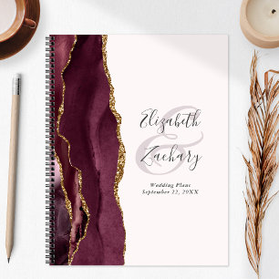 Agate Geode Script Burgundy Gold Blush Wedding Planer