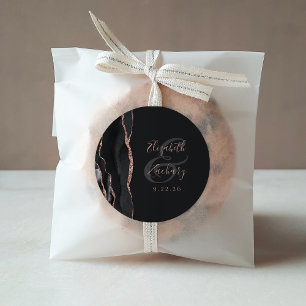 Agate-Geoden-Schriftzug Schwarze Rose Gold Dunkle  Runder Aufkleber