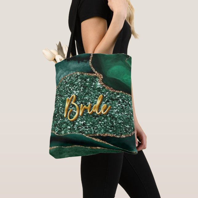 Agate Glitter Ozean Braut Golden 3D Text Tote Tasche (Von Nahem)