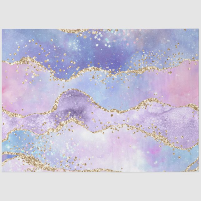 Agate Gold Pink Lila Blue Decoute Seidenpapier (Vorderseite)