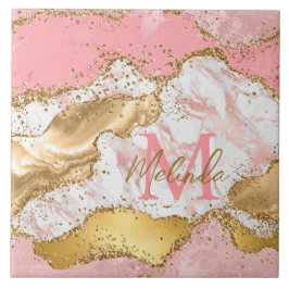 Agate: Gold und Rosa Sequins Fliese