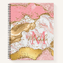Agate: Gold und Rosa Sequins Notizbuch