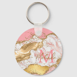 Agate: Gold und Rosa Sequins Schlüsselanhänger