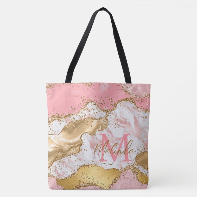 Agate: Gold und Rosa Sequins Tasche (Vorderseite)