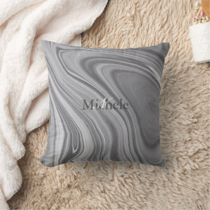 Agate Gray Marble Swirl Individuelle Name Letter Kissen