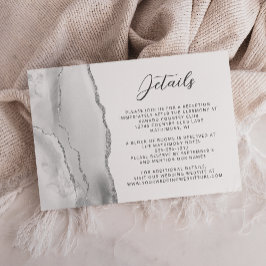Agate Gray Silver Modern Script Wedding Details Begleitkarte