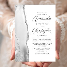Agate Gray Silver Script Wedding