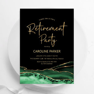 Agate Green Black Gold Retirement Party Einladung