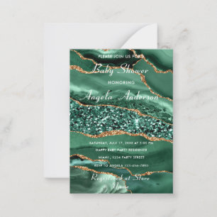 Agate Green Gold Baby Girl Douche Invitation