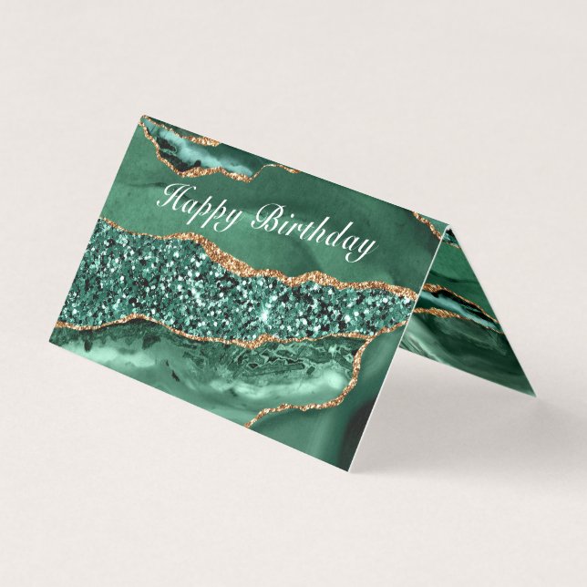 Agate Green Gold Emarald Carte d'anniversaire (Back)