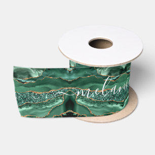 Agate Green Gold Emerald Individuelle Name Gift Ri Satinband