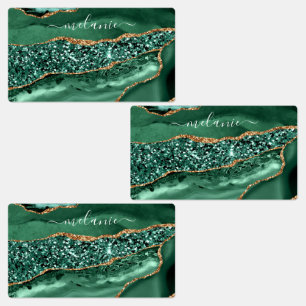Agate Green Gold Glitzer Geode Marble Individuelle Etiketten