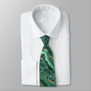 Agate Green Gold Glitzer Marble Emerald Neck Tie Krawatte